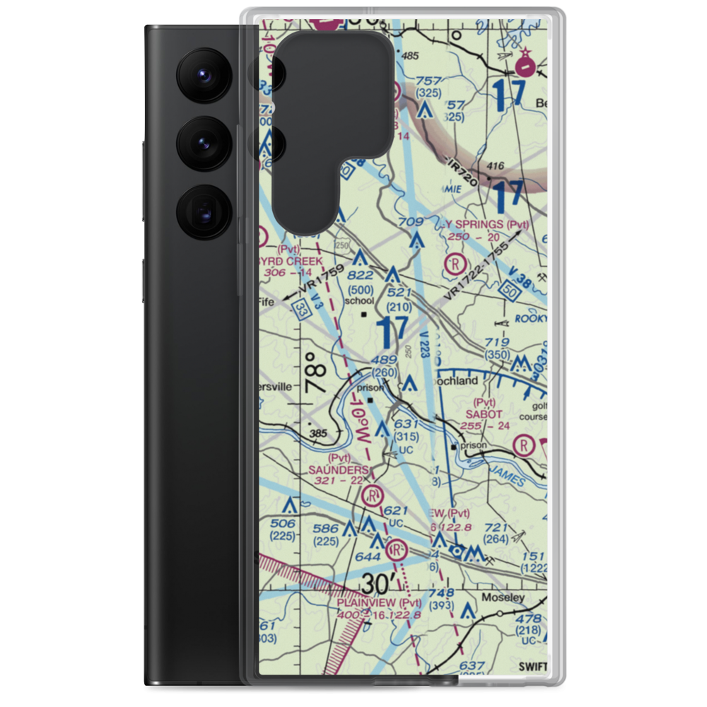 Rose Retreat Farm Airport (VA44) VFR Sectional Samsung Case Samsung Galaxy S22 Ultra model shown