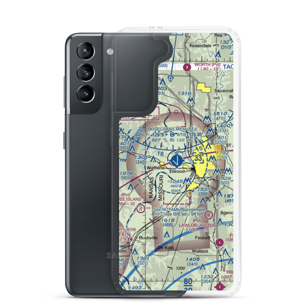 Rosecrans Memorial Airport (STJ) VFR Sectional Samsung Case Samsung Galaxy S21 model shown