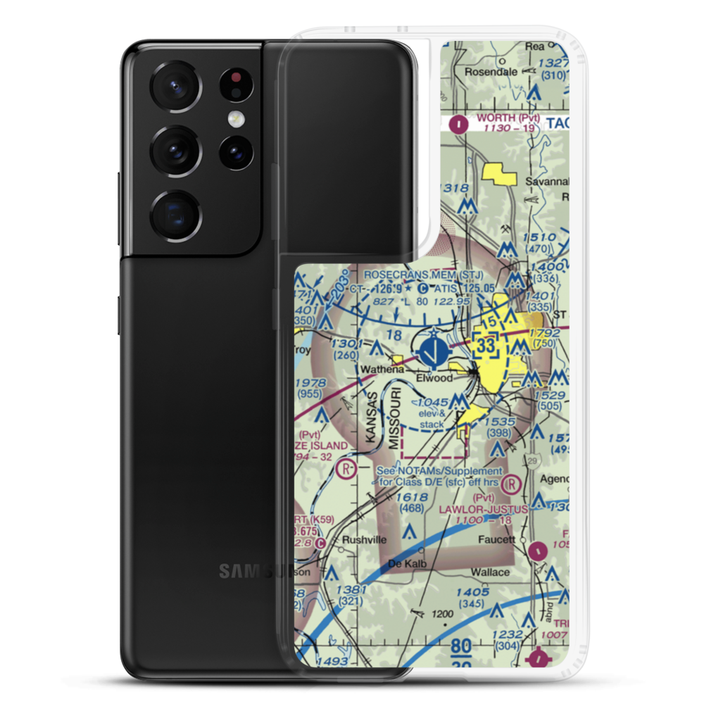 Rosecrans Memorial Airport (STJ) VFR Sectional Samsung Case Samsung Galaxy S21 Ultra model shown
