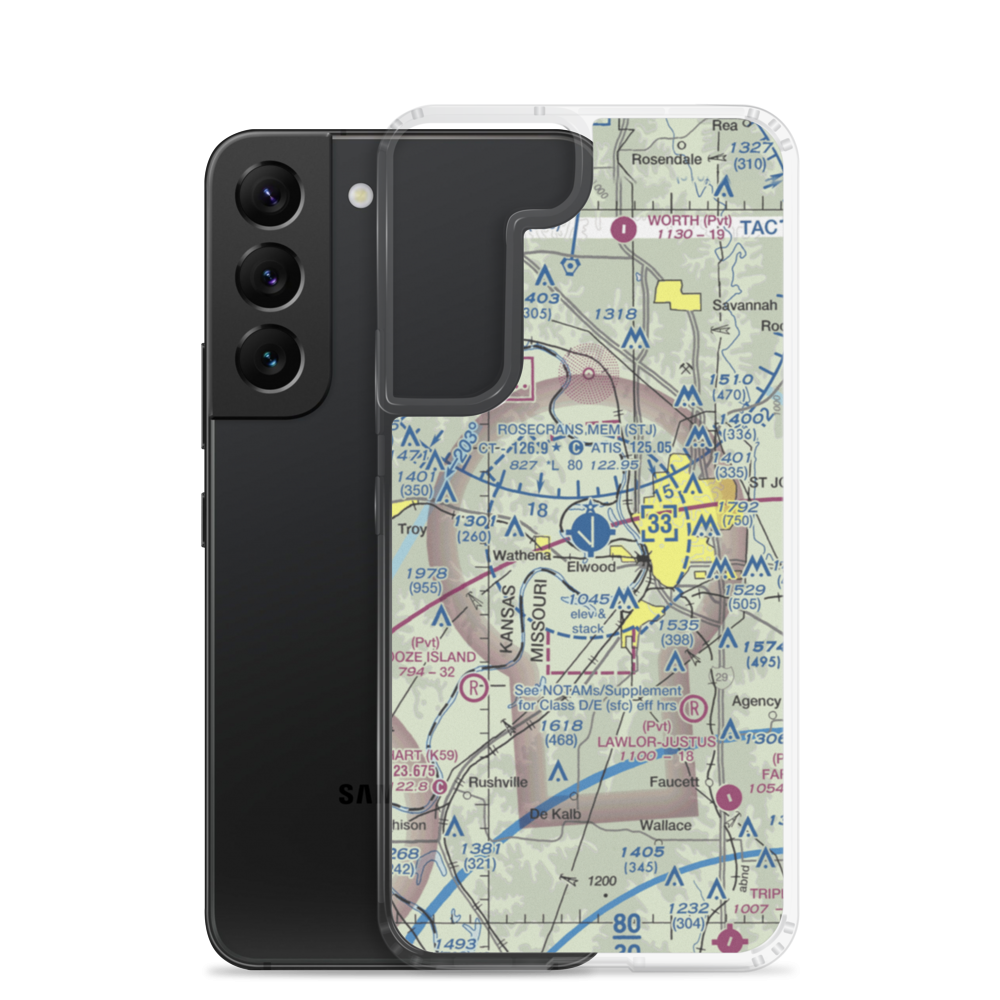 Rosecrans Memorial Airport (STJ) VFR Sectional Samsung Case Samsung Galaxy S22 model shown