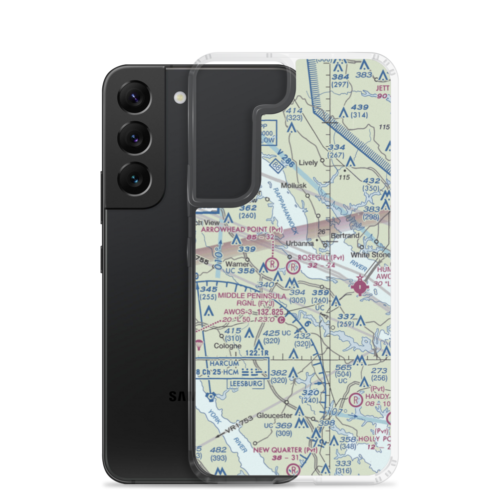 Rosegill Farm Airstrip (2VA5) VFR Sectional Samsung Case Samsung Galaxy S22 model shown