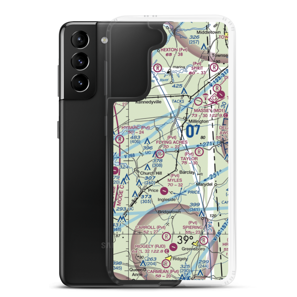 Roseland Airport (32MD) VFR Sectional Samsung Case Samsung Galaxy S21 Plus model shown