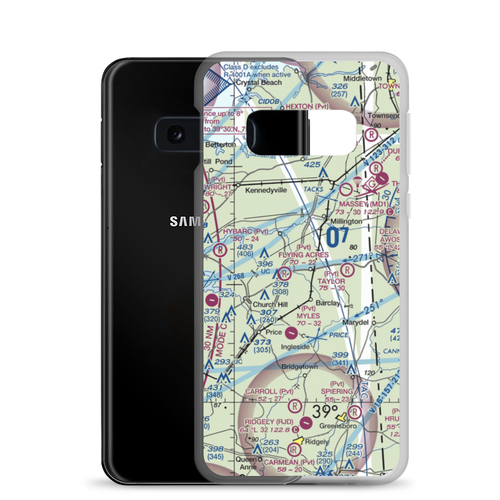 Roseland Airport (32MD) VFR Sectional Samsung Case Samsung Galaxy S10e model shown
