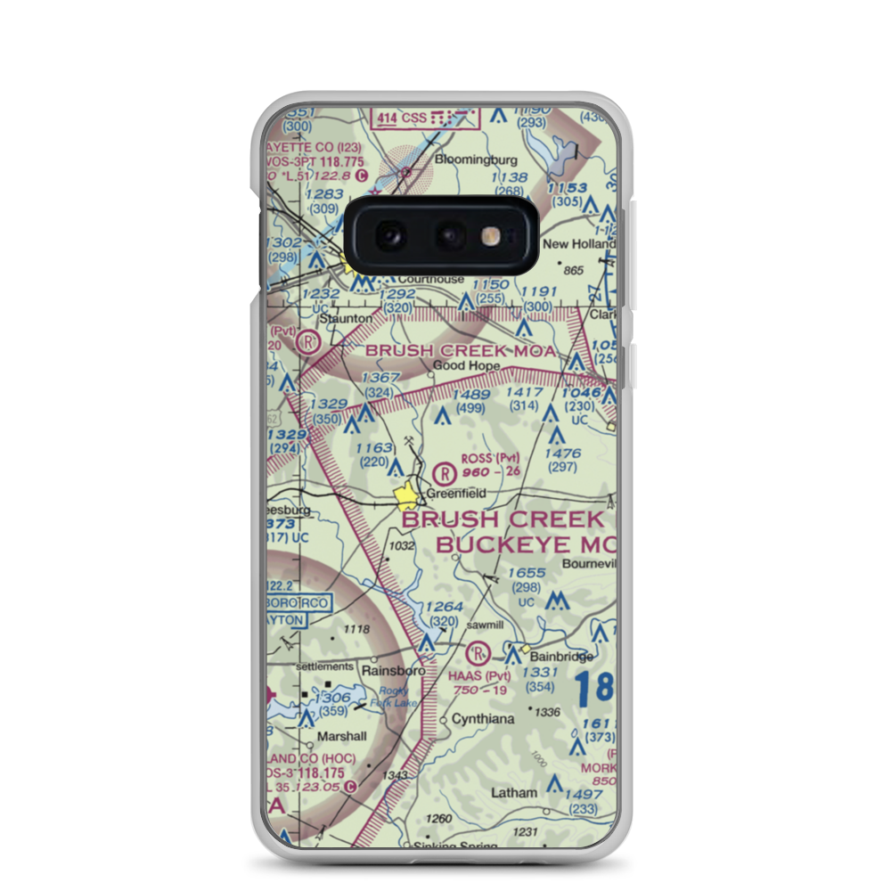 Ross Field (OI25) VFR Sectional Samsung Case Samsung Galaxy S10e model shown