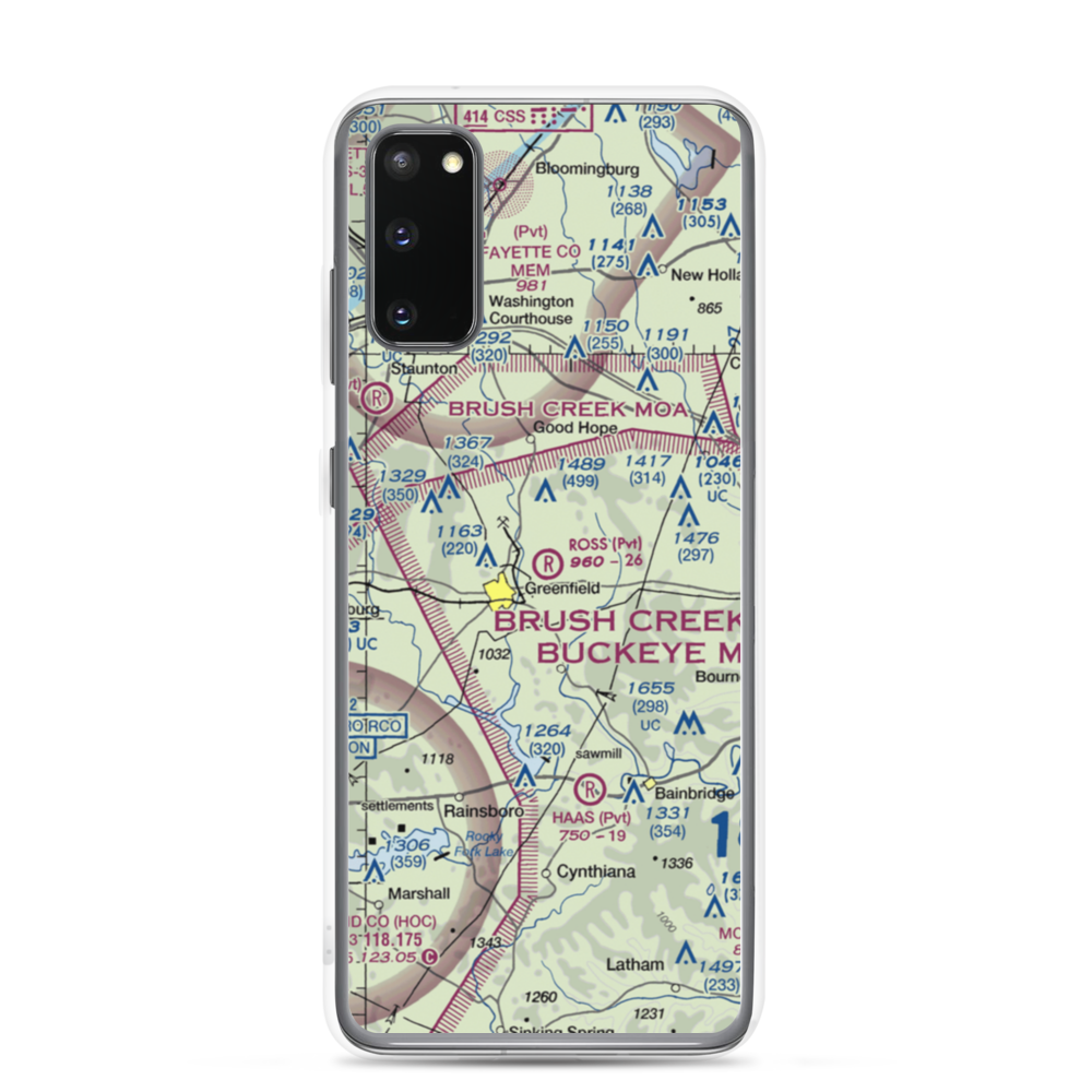 Ross Field (OI25) VFR Sectional Samsung Case Samsung Galaxy S20 model shown