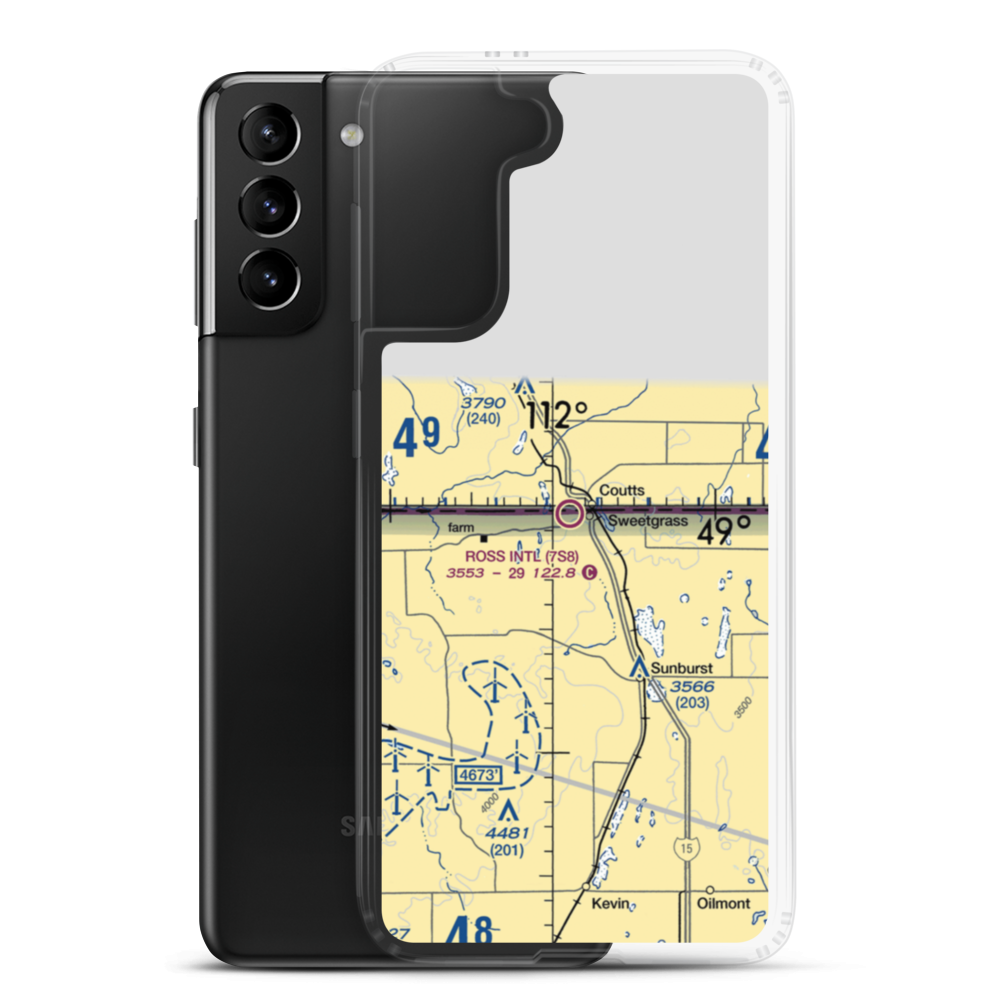 Ross International Airport (7S8) VFR Sectional Samsung Case Samsung Galaxy S21 Plus model shown
