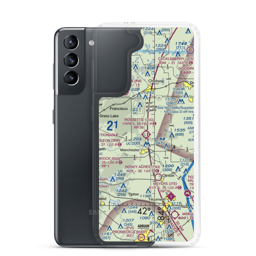 Rossettie Airport (75G) VFR Sectional Samsung Case Samsung Galaxy S21 model shown