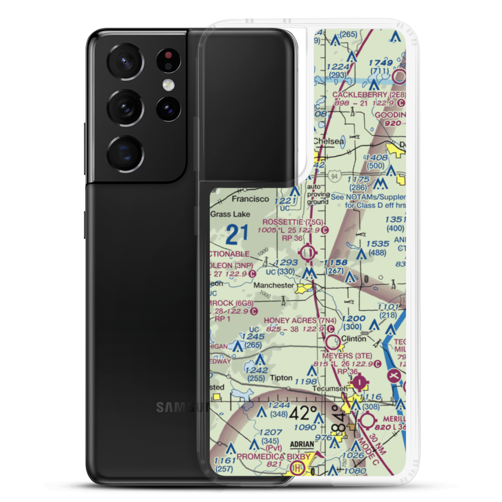 Rossettie Airport (75G) VFR Sectional Samsung Case Samsung Galaxy S21 Ultra model shown