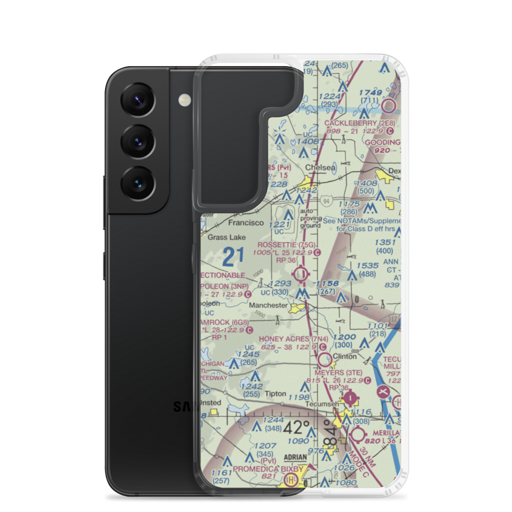 Rossettie Airport (75G) VFR Sectional Samsung Case Samsung Galaxy S22 model shown