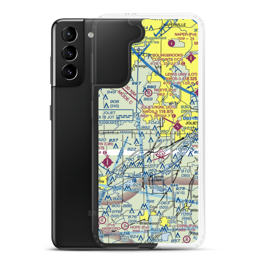 Rossi's Farm Airport (84IL) VFR Sectional Samsung Case Samsung Galaxy S21 Plus model shown