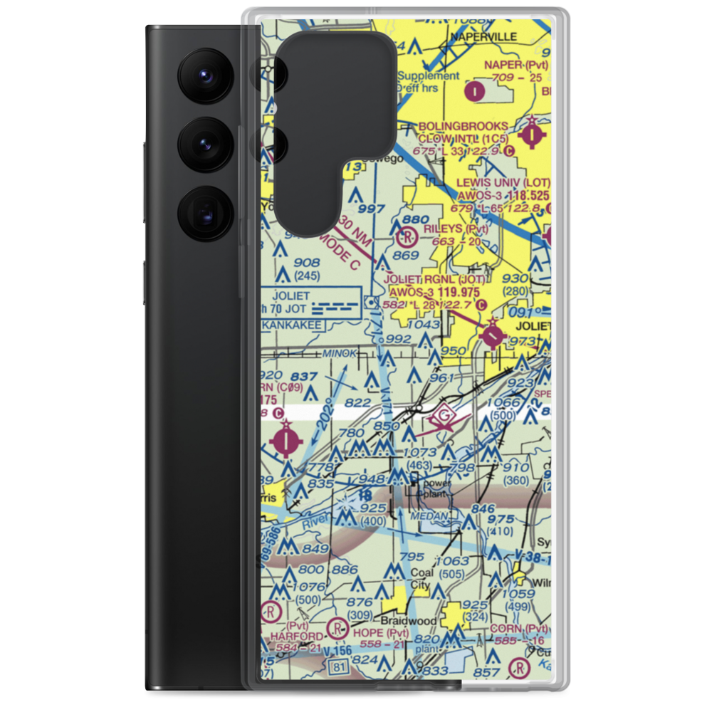 Rossi's Farm Airport (84IL) VFR Sectional Samsung Case Samsung Galaxy S22 Ultra model shown
