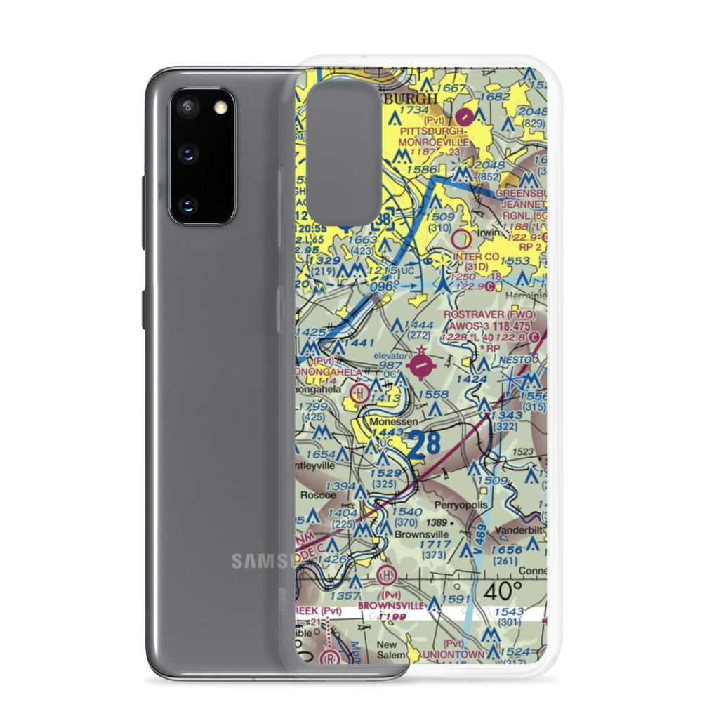 Rostraver Airport (FWQ) VFR Sectional Samsung Case Samsung Galaxy S20 model shown