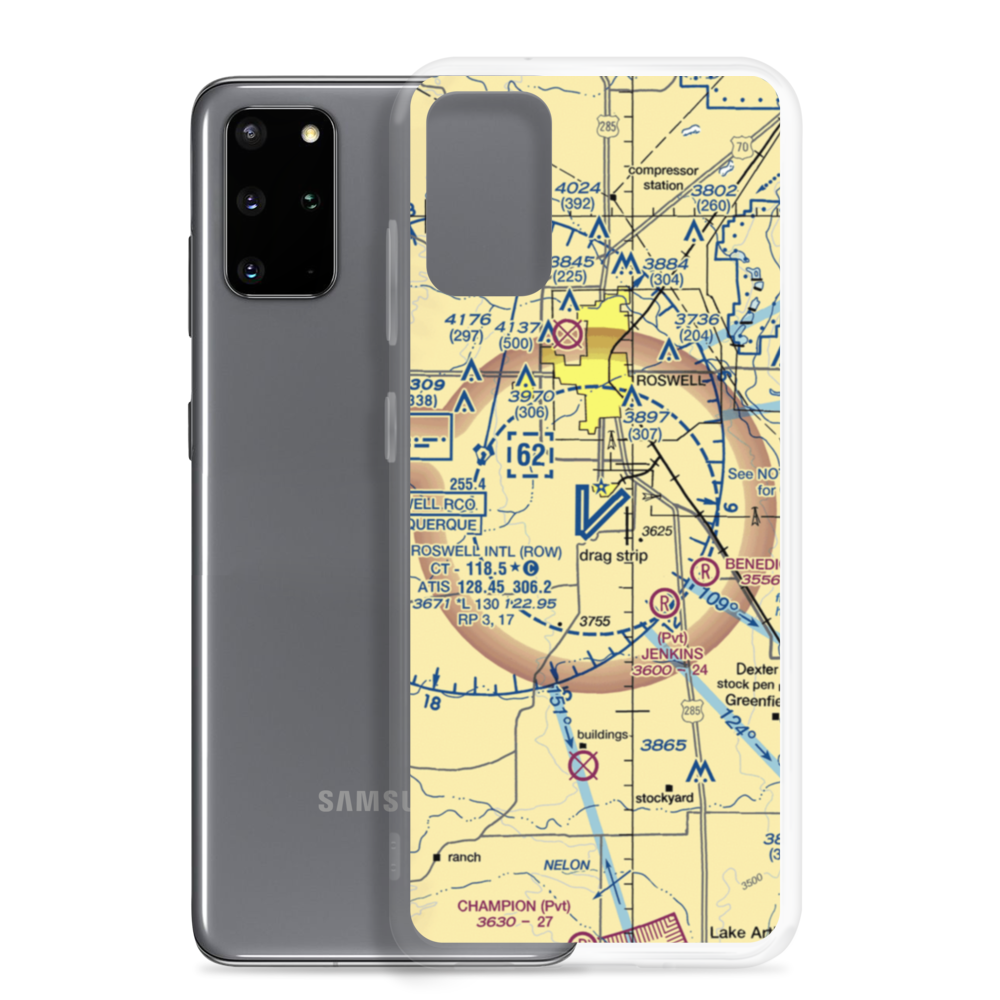 Roswell International Air Center Airport (ROW) VFR Sectional Samsung Case Samsung Galaxy S20 Plus model shown