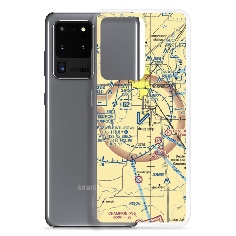 Roswell International Air Center Airport (ROW) VFR Sectional Samsung Case Samsung Galaxy S20 Ultra model shown