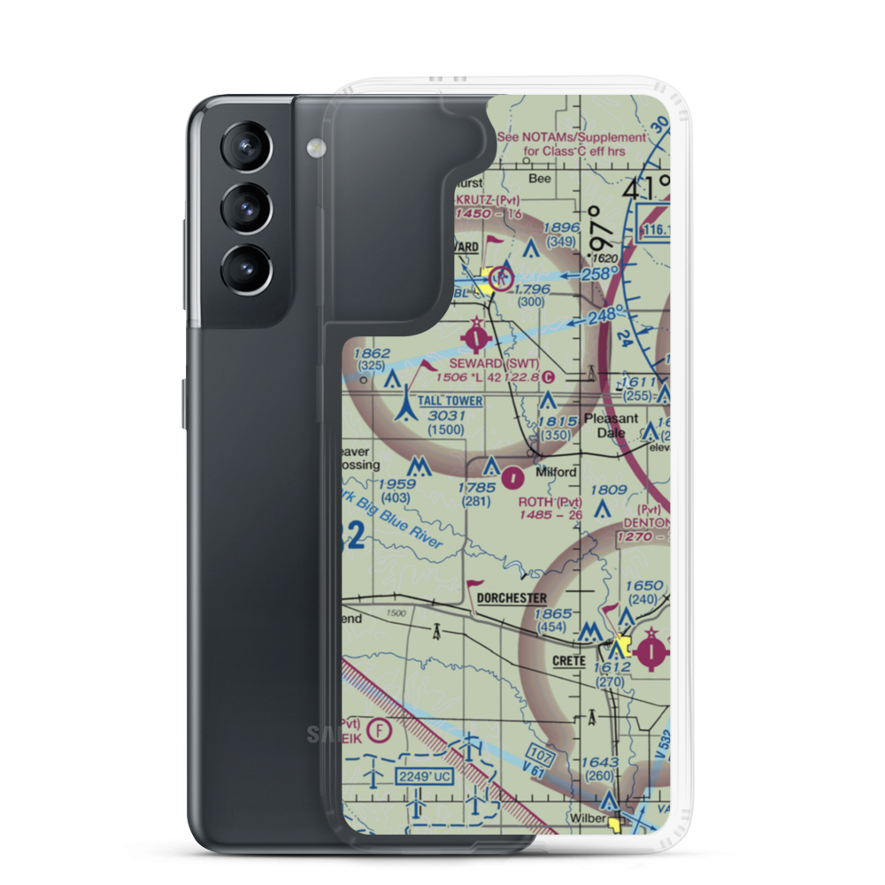 Roth Airport (NE65) VFR Sectional Samsung Case Samsung Galaxy S21 model shown