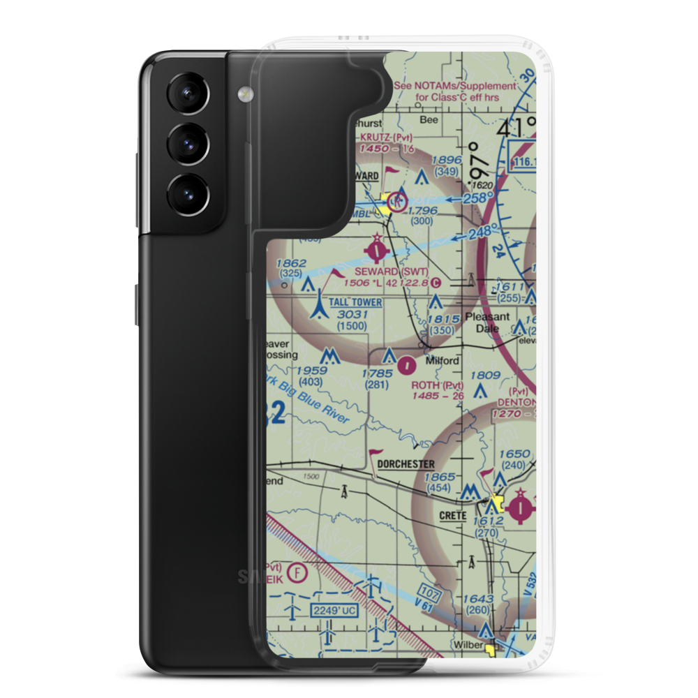 Roth Airport (NE65) VFR Sectional Samsung Case Samsung Galaxy S21 Plus model shown