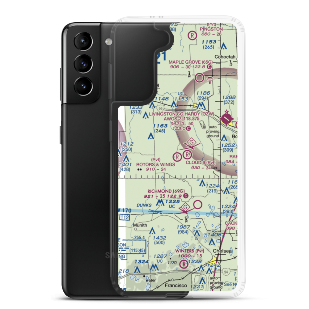 Rotors & Wings Airport (46MI) VFR Sectional Samsung Case Samsung Galaxy S21 Plus model shown