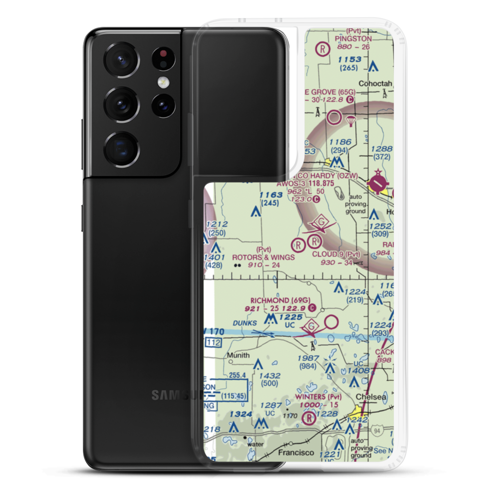 Rotors & Wings Airport (46MI) VFR Sectional Samsung Case Samsung Galaxy S21 Ultra model shown