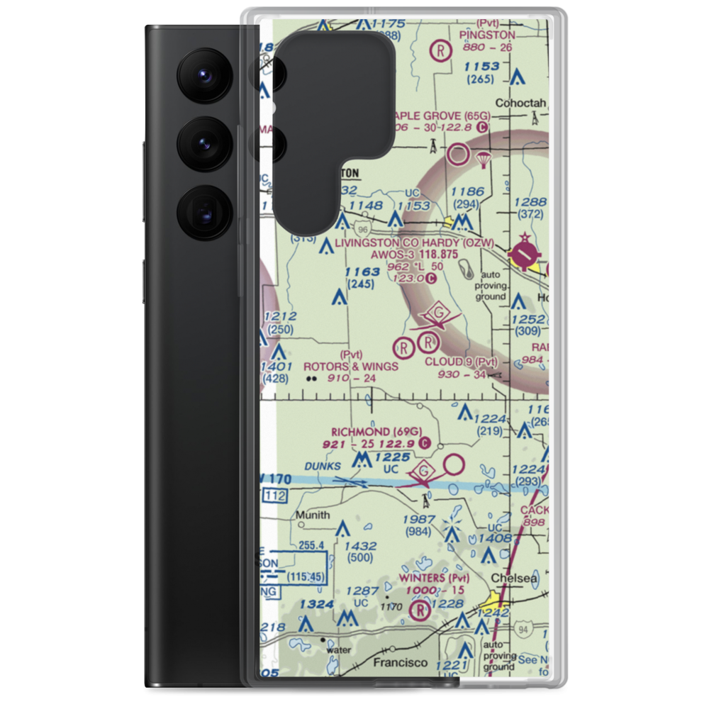 Rotors & Wings Airport (46MI) VFR Sectional Samsung Case Samsung Galaxy S22 Ultra model shown