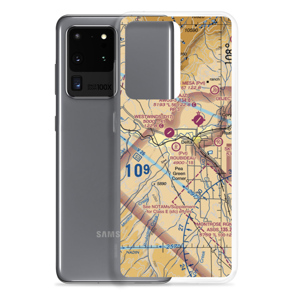 Roubideau Airport (27CO) VFR Sectional Samsung Case Samsung Galaxy S20 Ultra model shown
