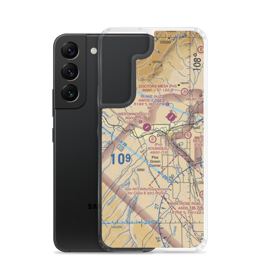 Roubideau Airport (27CO) VFR Sectional Samsung Case Samsung Galaxy S22 model shown