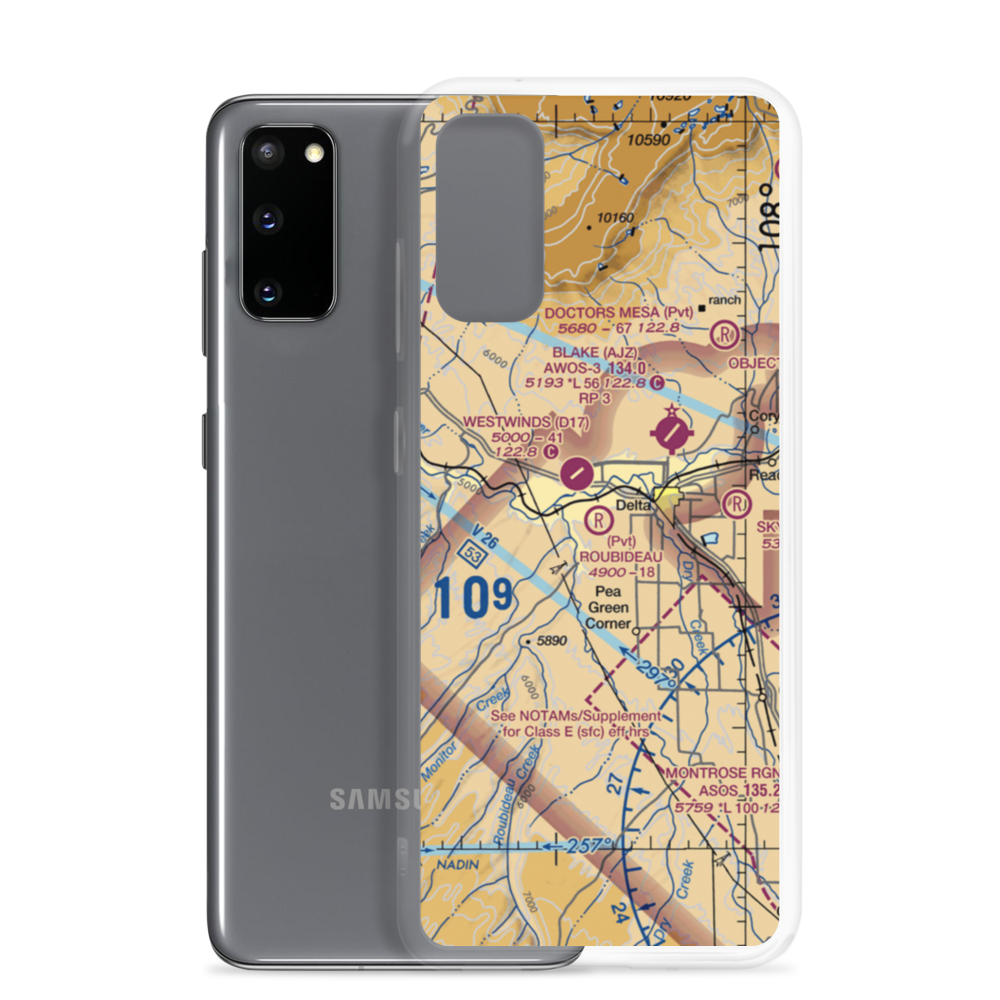 Roubideau Airport (27CO) VFR Sectional Samsung Case Samsung Galaxy S20 model shown