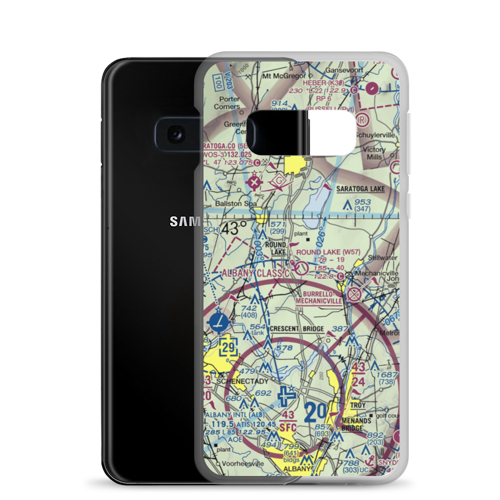 Round Lake Airport and Seaplane Base (W57) VFR Sectional Samsung Case Samsung Galaxy S10e model shown
