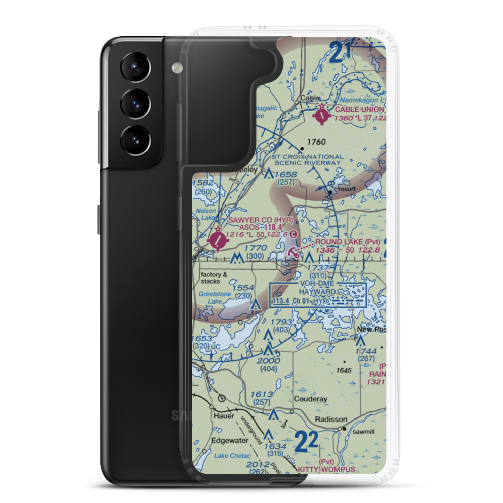 Round Lake Seaplane Base (WS24) VFR Sectional Samsung Case Samsung Galaxy S21 Plus model shown