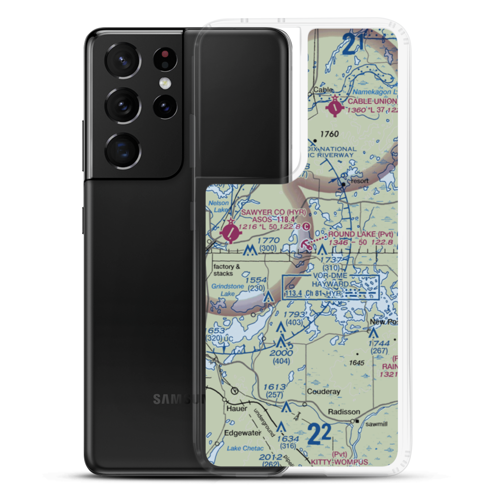 Round Lake Seaplane Base (WS24) VFR Sectional Samsung Case Samsung Galaxy S21 Ultra model shown