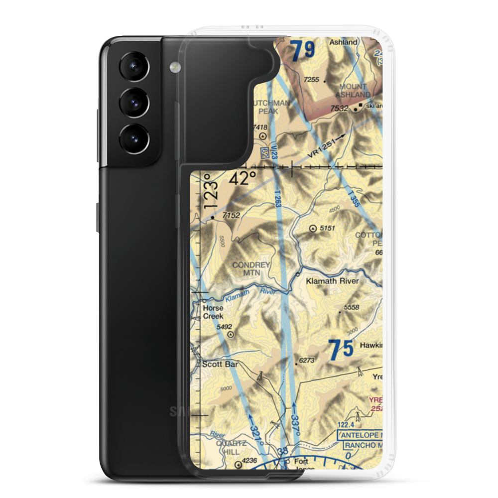 Round Mountain Ranch Airport (CA09) VFR Sectional Samsung Case Samsung Galaxy S21 Plus model shown