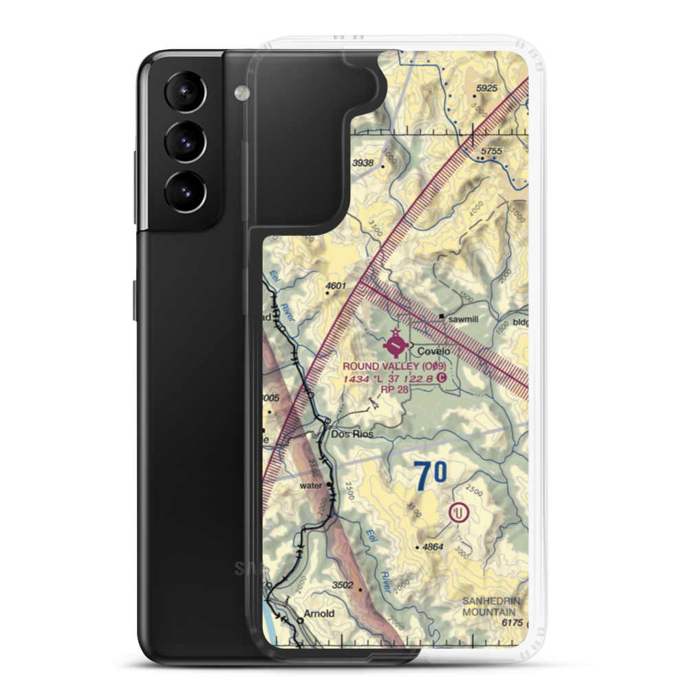 Round Valley Airport (O09) VFR Sectional Samsung Case Samsung Galaxy S21 Plus model shown