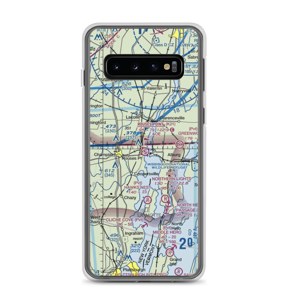 Rouses Point Seaplane Base (K21) VFR Sectional Samsung Case Samsung Galaxy S10 model shown