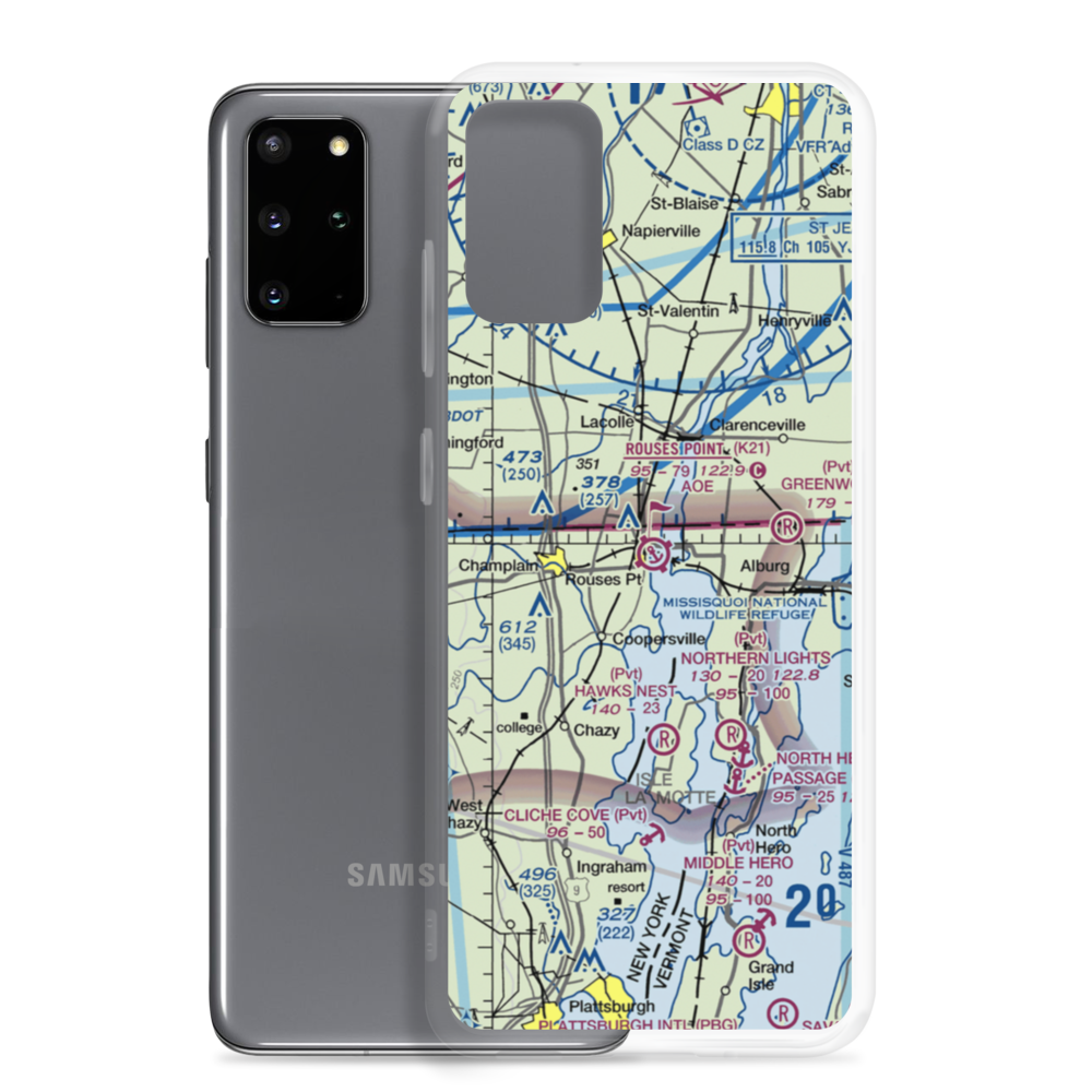 Rouses Point Seaplane Base (K21) VFR Sectional Samsung Case Samsung Galaxy S20 Plus model shown