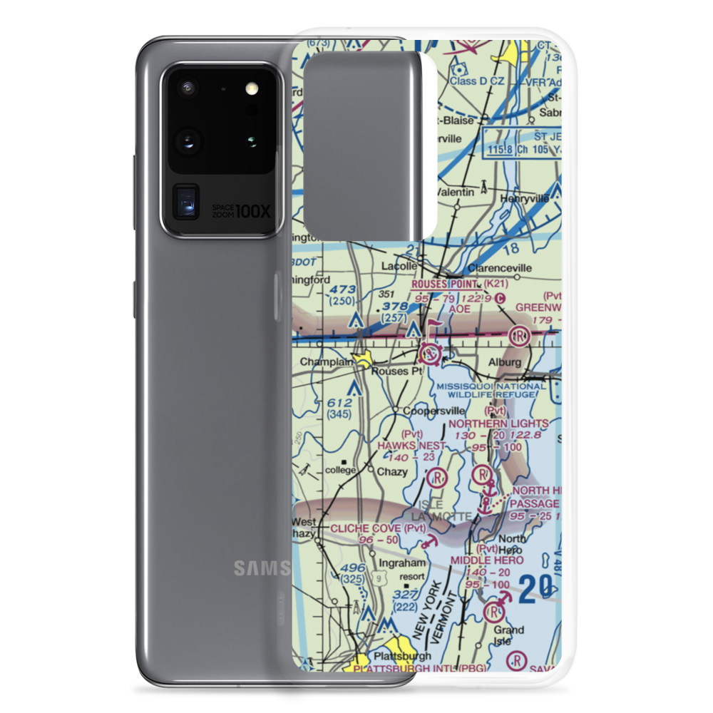 Rouses Point Seaplane Base (K21) VFR Sectional Samsung Case Samsung Galaxy S20 Ultra model shown