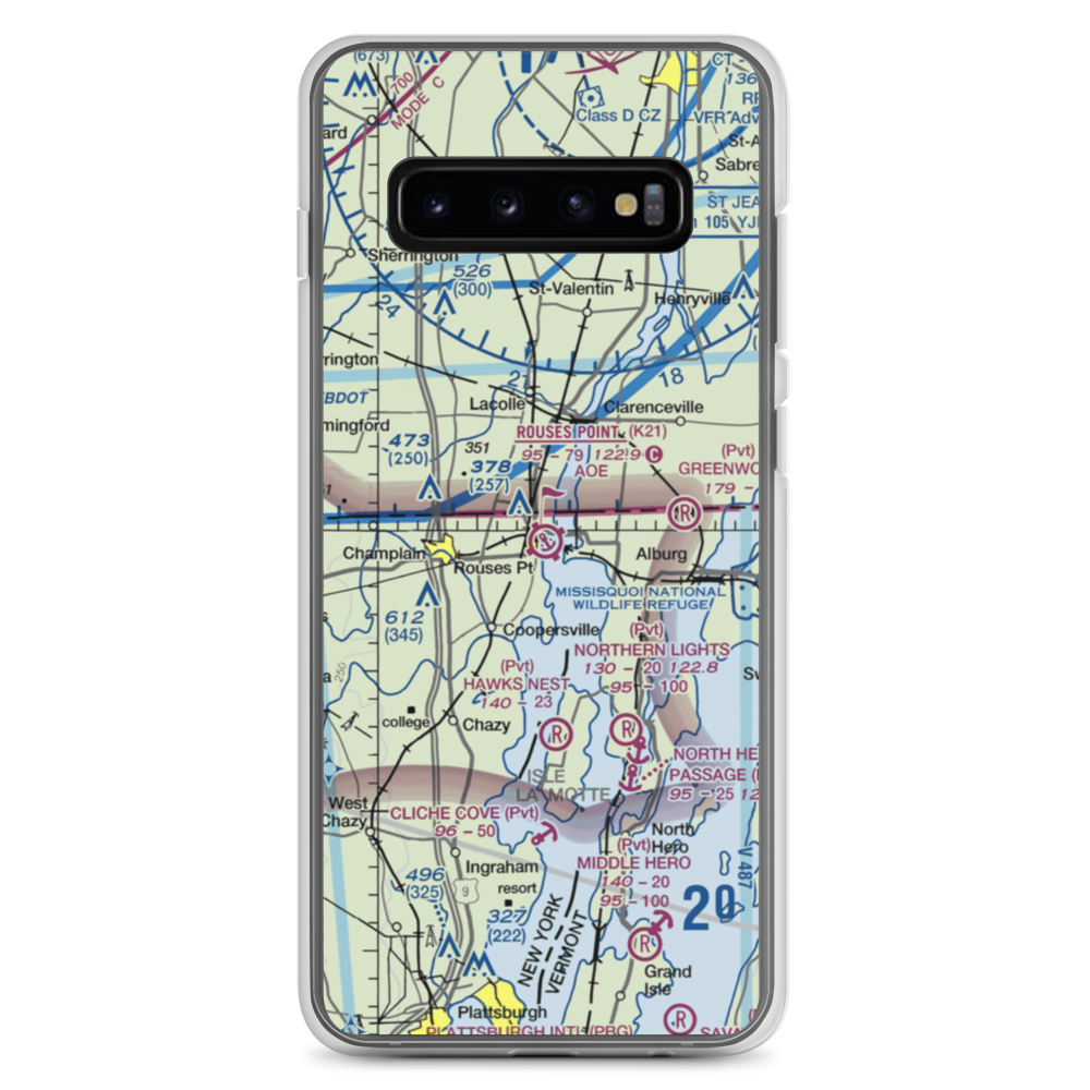 Rouses Point Seaplane Base (K21) VFR Sectional Samsung Case Samsung Galaxy S10+ model shown