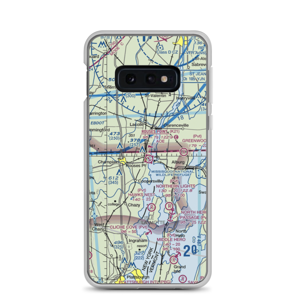 Rouses Point Seaplane Base (K21) VFR Sectional Samsung Case Samsung Galaxy S10e model shown