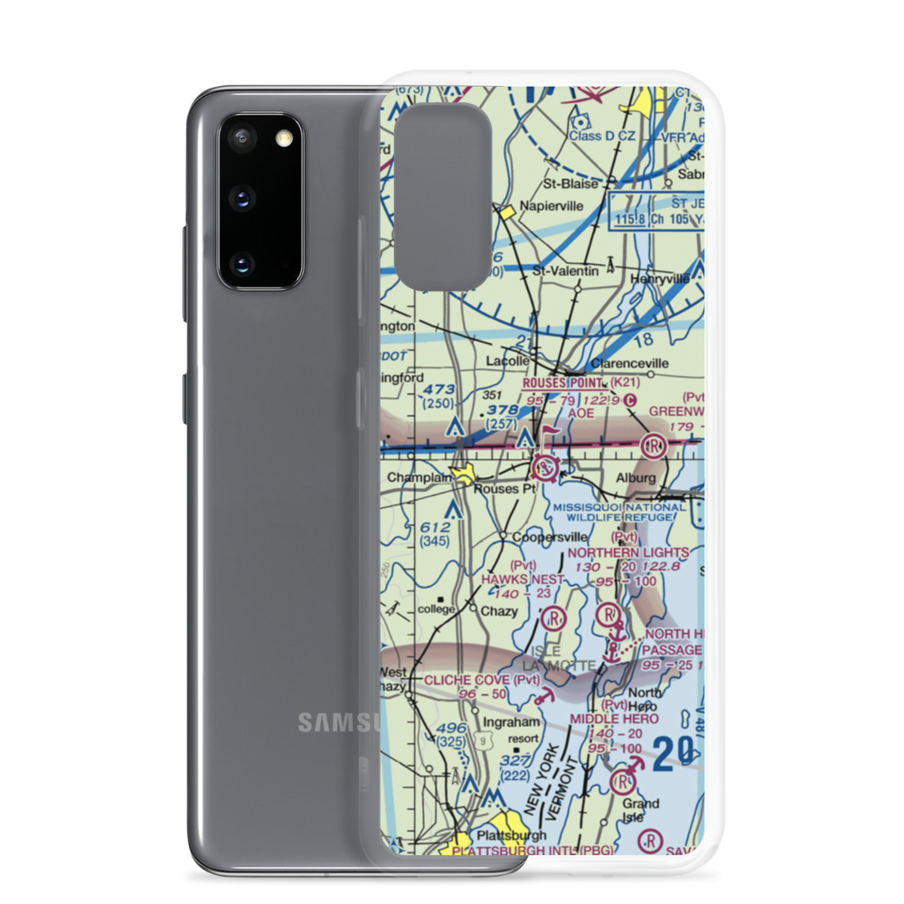 Rouses Point Seaplane Base (K21) VFR Sectional Samsung Case Samsung Galaxy S20 model shown