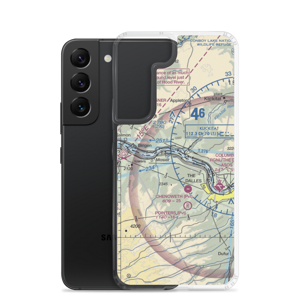 Rowena Dell Airport (02OR) VFR Sectional Samsung Case Samsung Galaxy S22 model shown