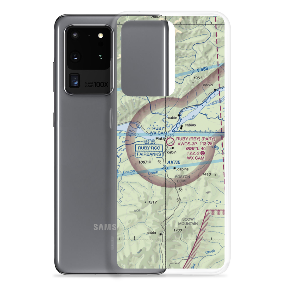 Ruby Airport (RBY) VFR Sectional Samsung Case Samsung Galaxy S20 Ultra model shown