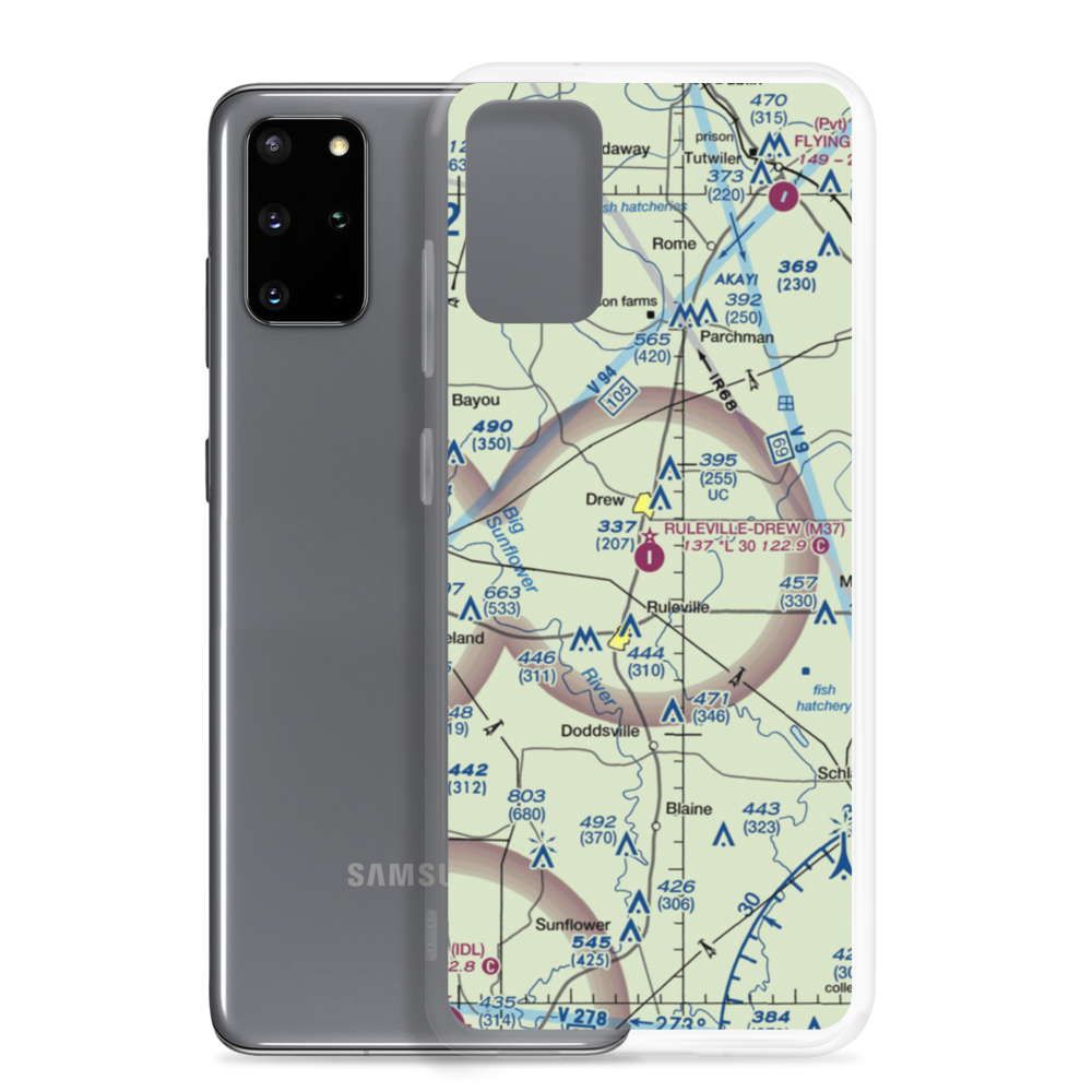 Ruleville Drew Airport (M37) VFR Sectional Samsung Case Samsung Galaxy S20 Plus model shown