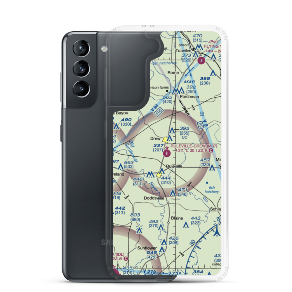Ruleville Drew Airport (M37) VFR Sectional Samsung Case Samsung Galaxy S21 model shown