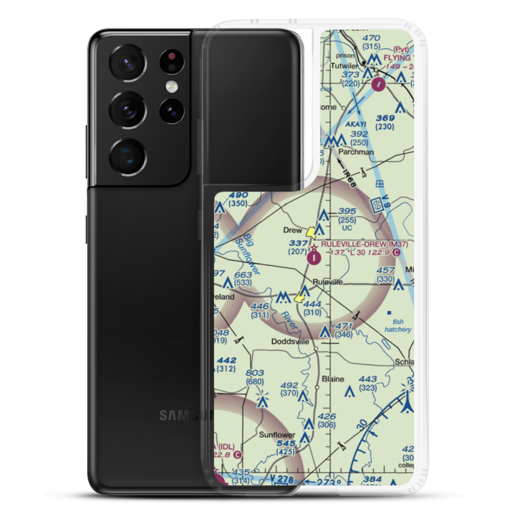 Ruleville Drew Airport (M37) VFR Sectional Samsung Case Samsung Galaxy S21 Ultra model shown