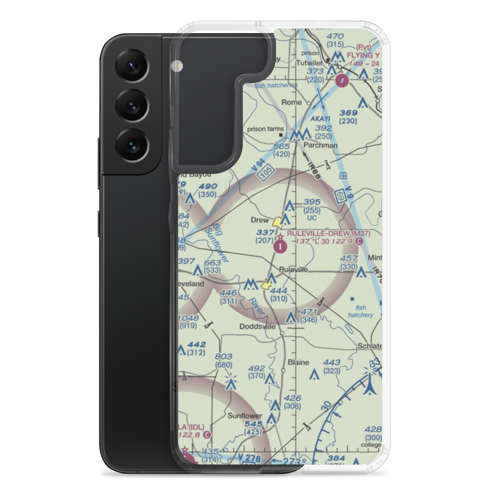 Ruleville Drew Airport (M37) VFR Sectional Samsung Case Samsung Galaxy S22 Plus model shown