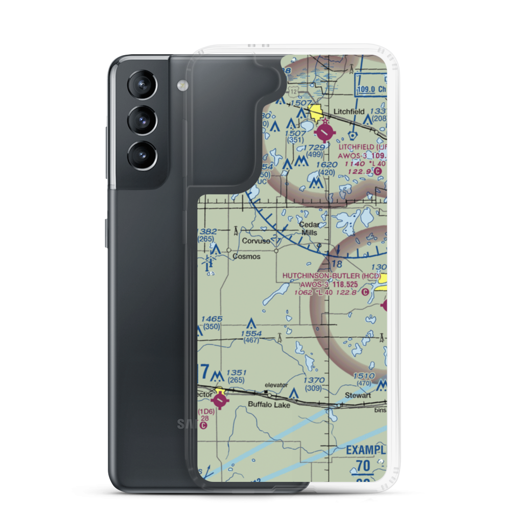 Runke's Field (MN20) VFR Sectional Samsung Case Samsung Galaxy S21 model shown