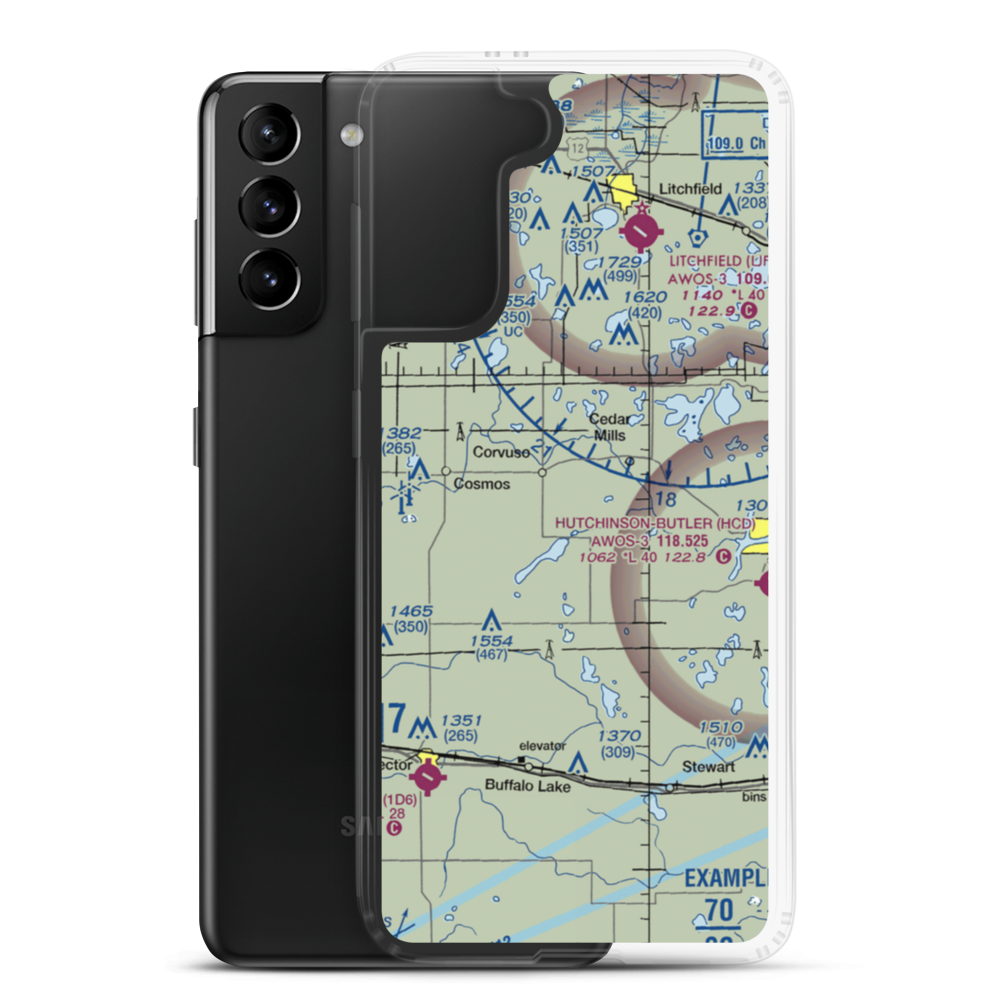 Runke's Field (MN20) VFR Sectional Samsung Case Samsung Galaxy S21 Plus model shown