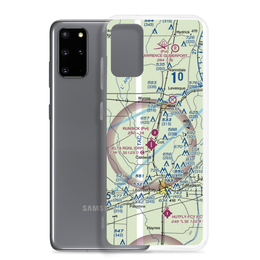 Runsick Flying Service Airport (7AR3) VFR Sectional Samsung Case Samsung Galaxy S20 Plus model shown