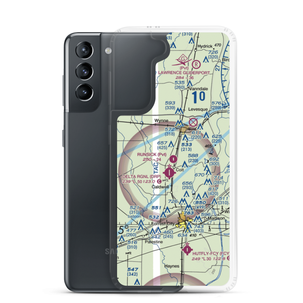 Runsick Flying Service Airport (7AR3) VFR Sectional Samsung Case Samsung Galaxy S21 model shown