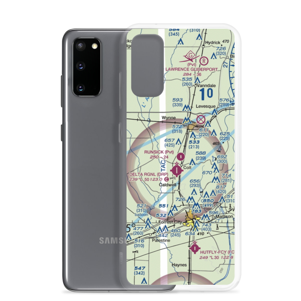 Runsick Flying Service Airport (7AR3) VFR Sectional Samsung Case Samsung Galaxy S20 model shown