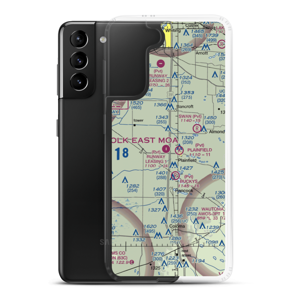 Runway Leasing Inc Nr 1 Airport (8WI2) VFR Sectional Samsung Case Samsung Galaxy S21 Plus model shown