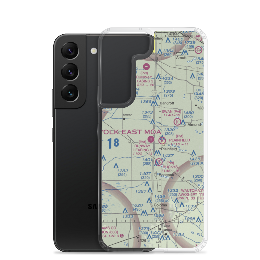 Runway Leasing Inc Nr 1 Airport (8WI2) VFR Sectional Samsung Case Samsung Galaxy S22 model shown